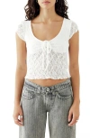 Bdg Urban Outfitters Quinn Tie Front Lace Top In White