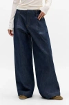 Bdg Urban Outfitters Ray Pleated Wide Leg Denim Chinos In Blue