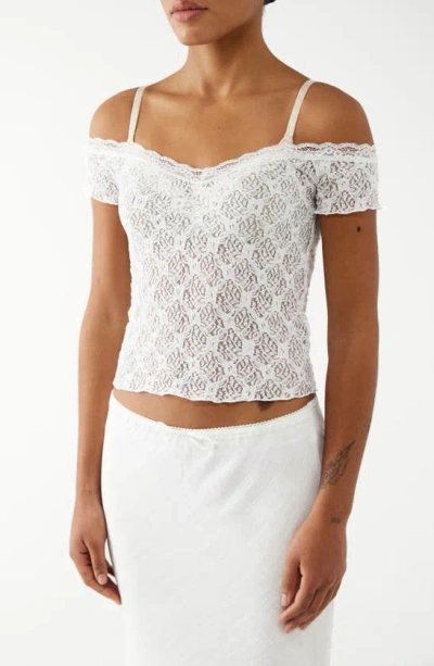 Bdg Urban Outfitters Rhia Lace Cold Shoulder Top In White