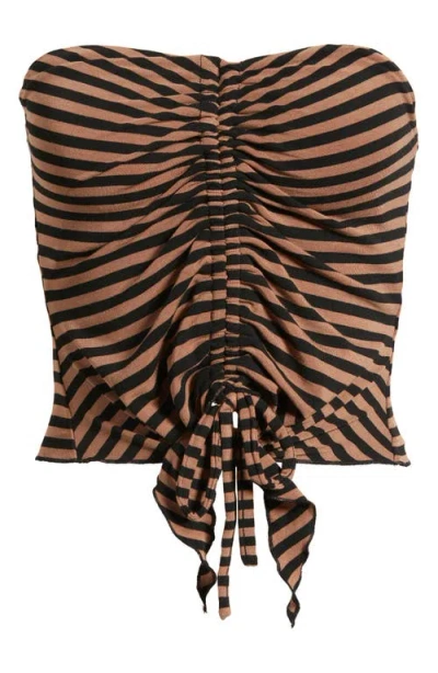 Bdg Urban Outfitters Ria Striped Front Ruched Bandeau Top In Brown