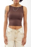 Bdg Urban Outfitters Rib Crop Tank In Chiccory Coffee