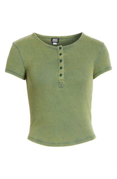 Bdg Urban Outfitters Rib Henley T-shirt In Khaki