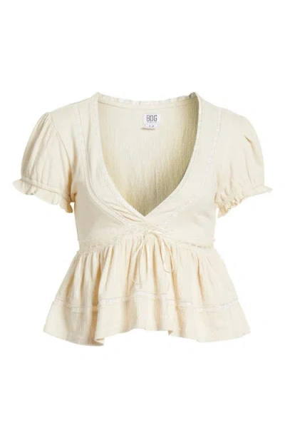 Bdg Urban Outfitters Rio Lace Trim Babydoll Top In Cream