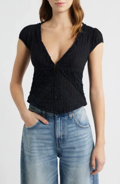 Bdg Urban Outfitters Robyn Ruffle Cotton Lace Top In Black