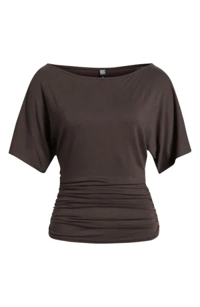 Bdg Urban Outfitters Ruched Boat Neck Top In Brown
