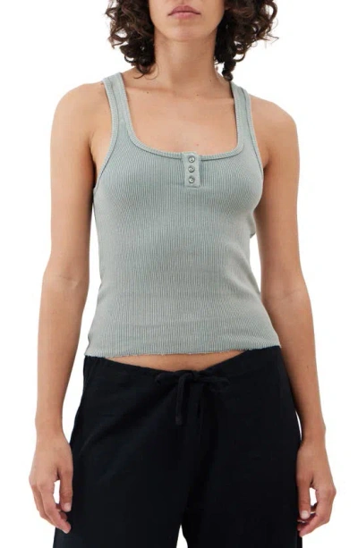 Bdg Urban Outfitters Ryan Henley Rib Tank Top In Sage Khaki