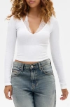 Bdg Urban Outfitters Seeing Double Layered Look Rib Knit Top In White