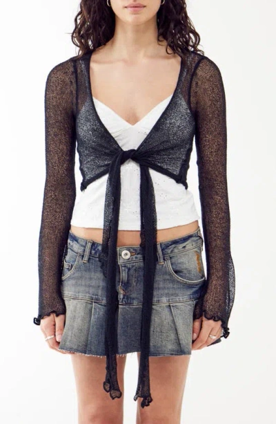 Bdg Urban Outfitters Sheer Tie Front Cardigan In Black ModeSens