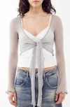 Bdg Urban Outfitters Sheer Tie Front Cardigan In Grey