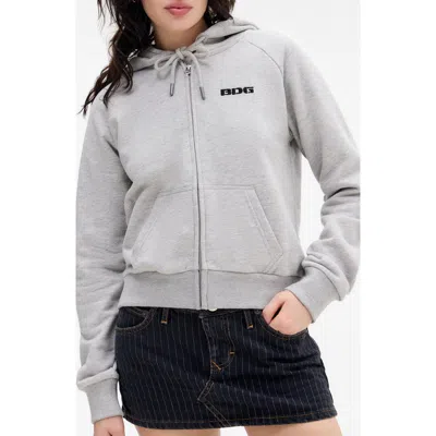 Bdg Urban Outfitters Shrunken Zip Hoodie In Gray