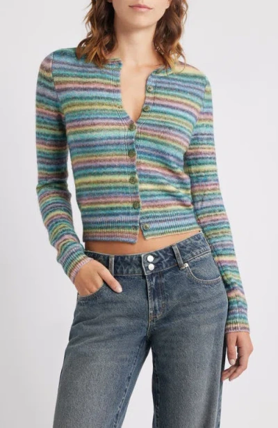 Bdg Urban Outfitters Space Dye Stripe Cardigan In Green