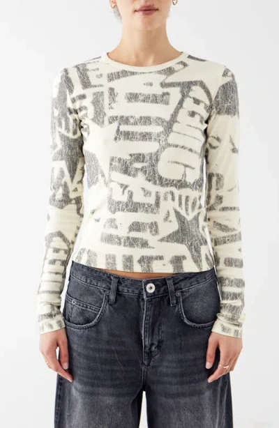 Bdg Urban Outfitters Stamp Print Long Sleeve T-shirt In Ecru
