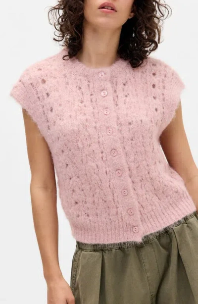 Bdg Urban Outfitters Stitchy Button-up Sweater Tank In Pink