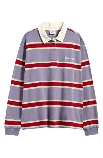 Bdg Urban Outfitters Stripe Cotton Rugby Shirt In Blue Stripe