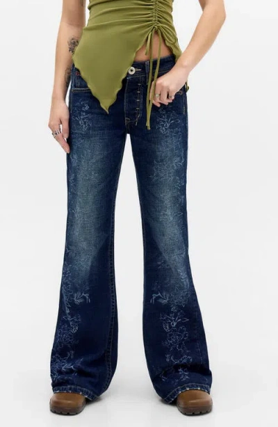 Bdg Urban Outfitters Teo Print Bootcut Jeans In Blue