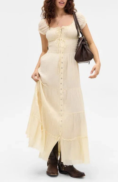 Bdg Urban Outfitters Tiana Maxi Peasant Dress In Neutral