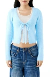 Bdg Urban Outfitters Tie Front Cardigan In Light Blue