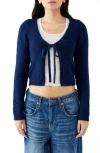 Bdg Urban Outfitters Tie Front Cardigan In Navy