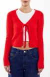 Bdg Urban Outfitters Tie Front Cardigan In Red