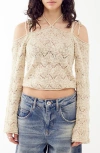 BDG URBAN OUTFITTERS TIE SHOULDER POINTELLE SWEATER