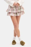 Bdg Urban Outfitters Tilly Ruffle Plaid Mini Skort In Pink