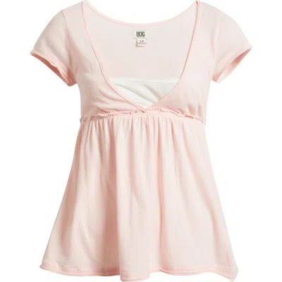 Bdg Urban Outfitters Tina Layered Cotton Babydoll Top In Pink