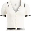 Bdg Urban Outfitters Tipped Short Sleeve Rib Polo Sweater In White