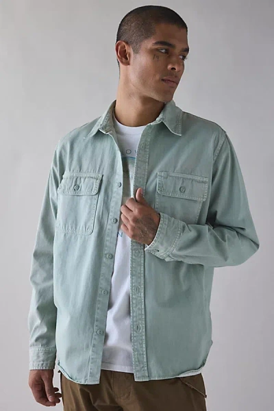 Bdg Utility Work Shirt Top In Aqua Grey, Men's At Urban Outfitters In Blue