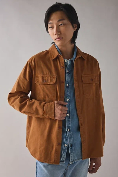 Bdg Utility Work Shirt Top In Honey, Men's At Urban Outfitters In Brown
