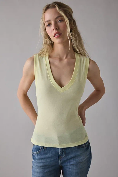 Bdg V-neck Sleeveless Spill The Tee In Yellow, Women's At Urban Outfitters