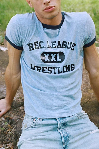 Bdg Varsity Graphic Slim Fit Ringer Tee In Light Blue, Men's At Urban Outfitters