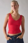 Bdg Vee Neck Tank Top In Berry, Women's At Urban Outfitters In Red
