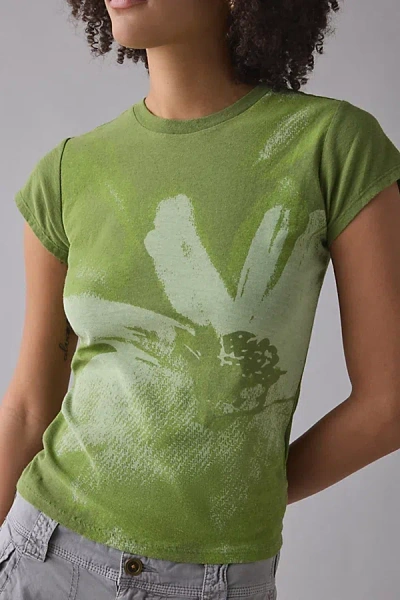 Bdg Watercolor Flower Graphic Short Sleeve Spill The Tee In Green, Women's At Urban Outfitters