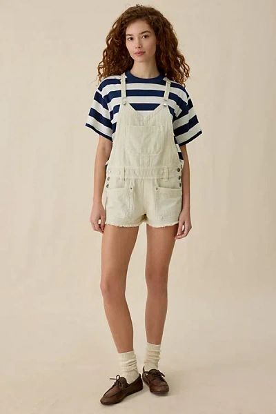 Bdg Wildwood Canvas Mini Shortalls In Ivory, Women's At Urban Outfitters In Multi