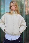 Bdg Zip-up Bomber Jacket In Stone, Women's At Urban Outfitters In Stone