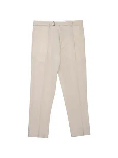 Be Able Classic Tailored Beige Trousers With Pleated Front In Animal Print