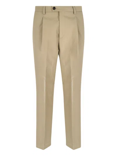 Be Able Beige Tailored Cotton Straight-leg Pants In Brown