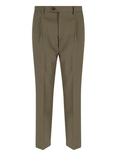 Be Able Brown Tailored Cotton Straight-leg Pants In Green