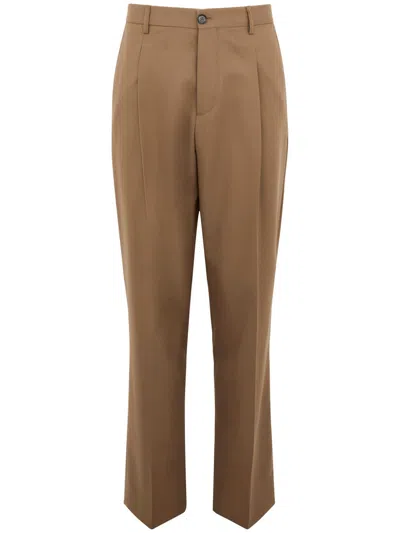 BE ABLE BROWN WOOL TAPERED TROUSERS