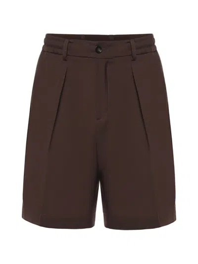 Be Able Havier Pleated Elasticated-waist Wool-blend Shorts In Brown