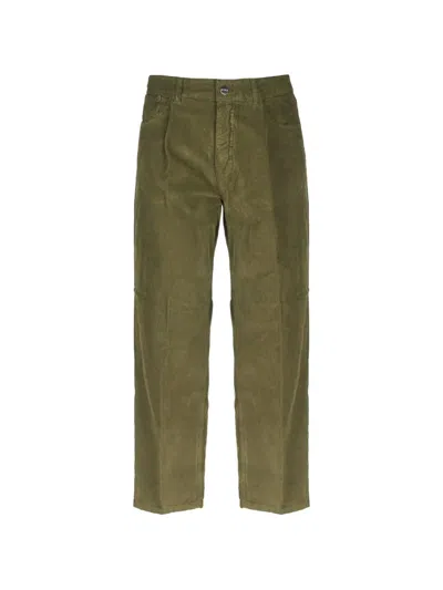 Be Able Pleated Corduroy Straight-leg Trousers In Green