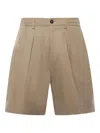 Be Able Pleated Cotton Shorts In Brown