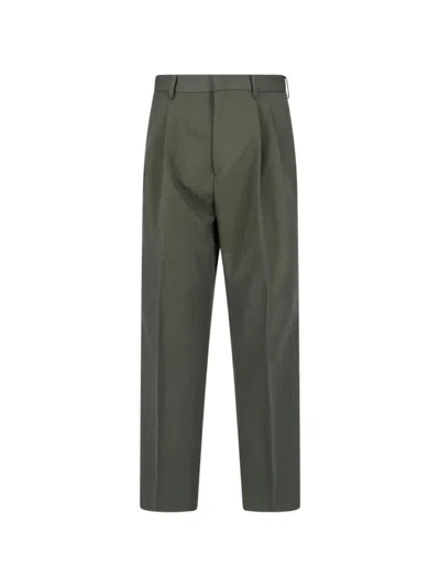 Be Able Pleated-detail Straight-leg Trousers In Green