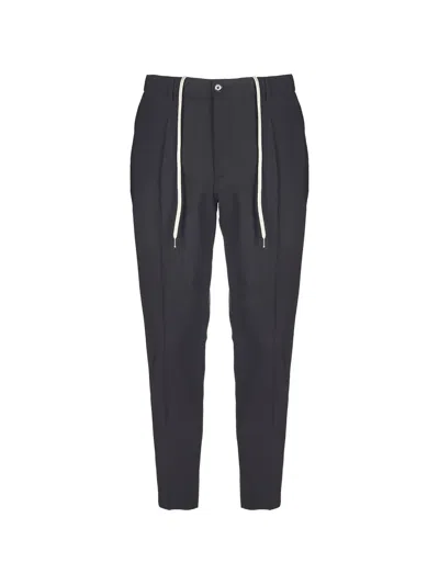 Be Able Riccardo Drawstring Pleated Trousers In Blue