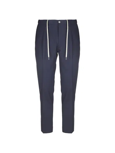 Be Able Riccardo Drawstring Pleated Trousers In Blue