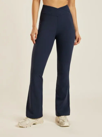 Be Athletica Be 180 Wrap-waist Flared Leggings In Blue
