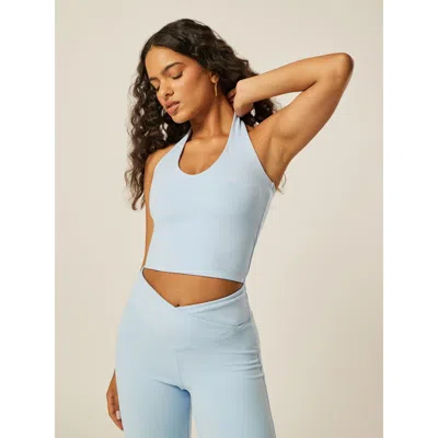 Be Athletica Core Halter-neck Cropped Vest In Blue