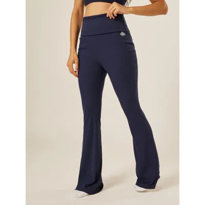 Be Athletica Essential Everyday Foldover Flared Pants In Blue