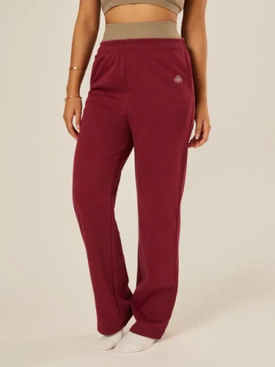 Be Athletica Varsity Athletica Wide Leg Joggers In Red