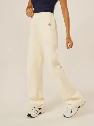 Be Athletica Varsity Athletica Wide Leg Joggers In White